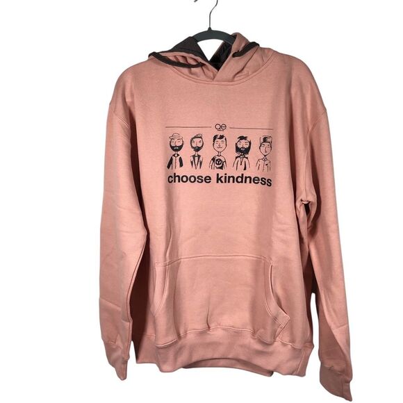 QUEER EYE Hoodie Mens XL‎ Choose Kindness Pullover Sweatshirt Unisex FAB 5 Pink - Picture 1 of 5